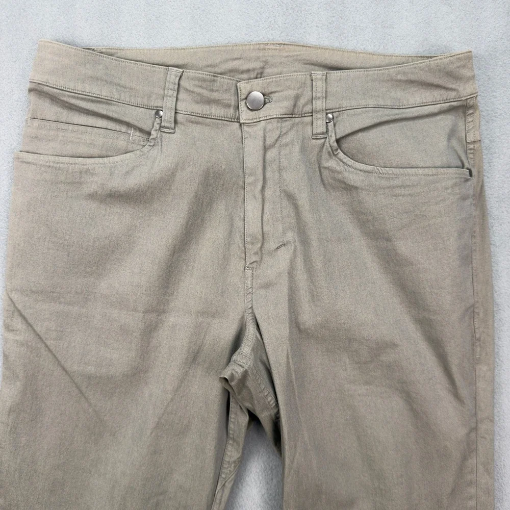 Lululemon ABC Slim Fit Pant Mens 30 Khaki Tan Cotton Blend 5 Pocket Trousers